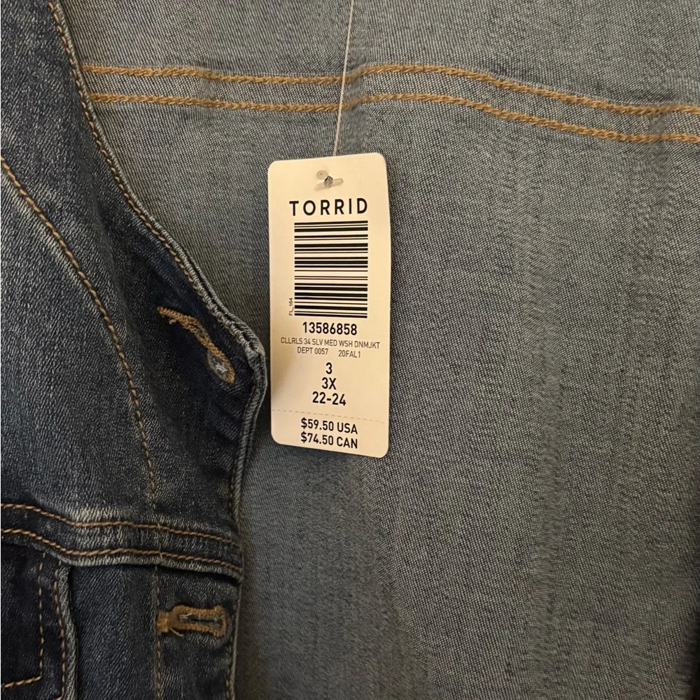 torrid Two-Tone Denim Jacket - Light & Dark Blue - Picture 2 of 4